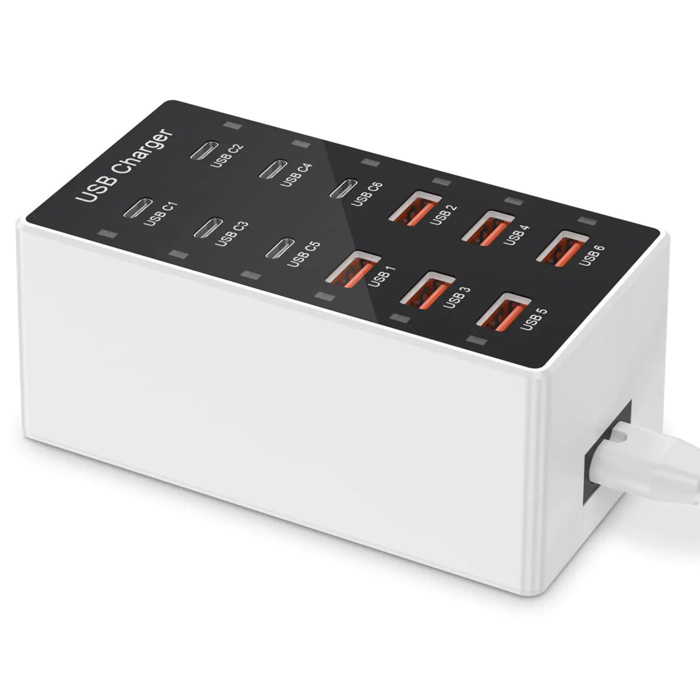 USB C Charger 12-Ports USB Charging Station for Multiple Devices USB Wall Charger Power Hub Strip Smart Plug Charging Dock Block 6A 6C for iPhone Xs/XRiPadiPodLaptops and Smart Phones 60W